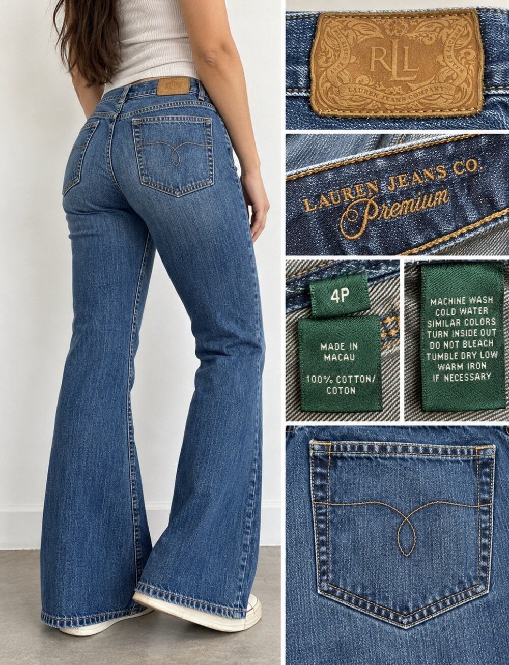 Y2K Indie Sleaze Lauren Jeans Co Bootcut Jeans Size 4P Medium Wash Premium Denim